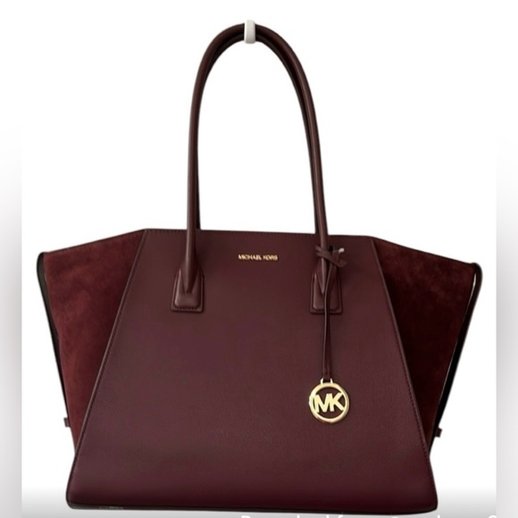 Michael Kors Avril Extra Large Leather and Suede Top Zip Tote Bag